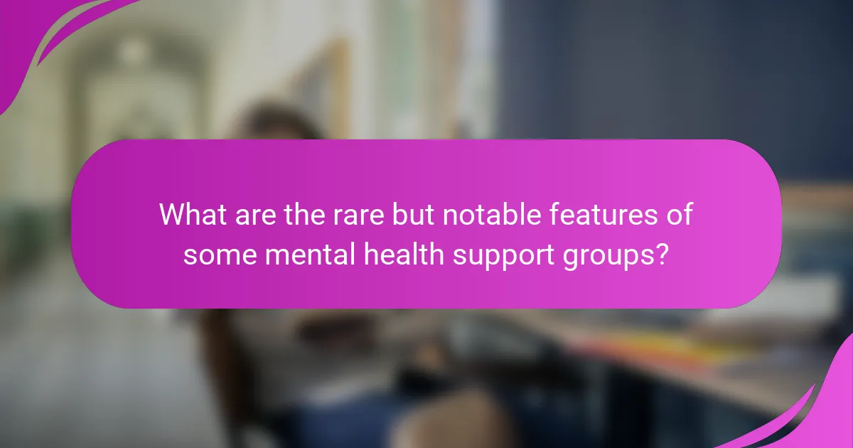 What are the rare but notable features of some mental health support groups?