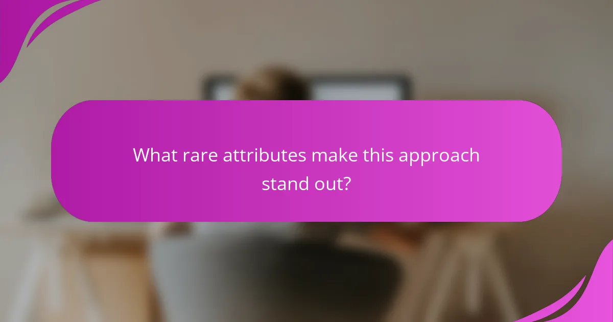 What rare attributes make this approach stand out?