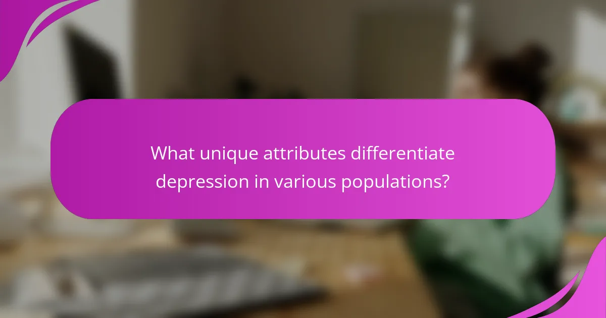 What unique attributes differentiate depression in various populations?