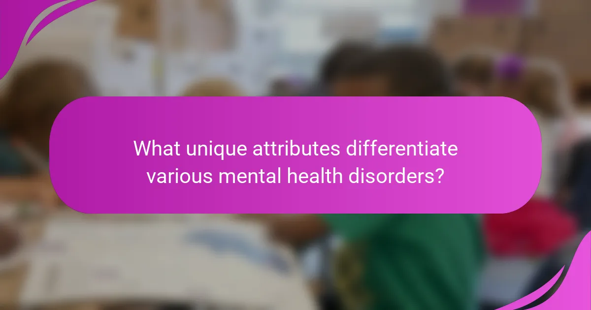 What unique attributes differentiate various mental health disorders?