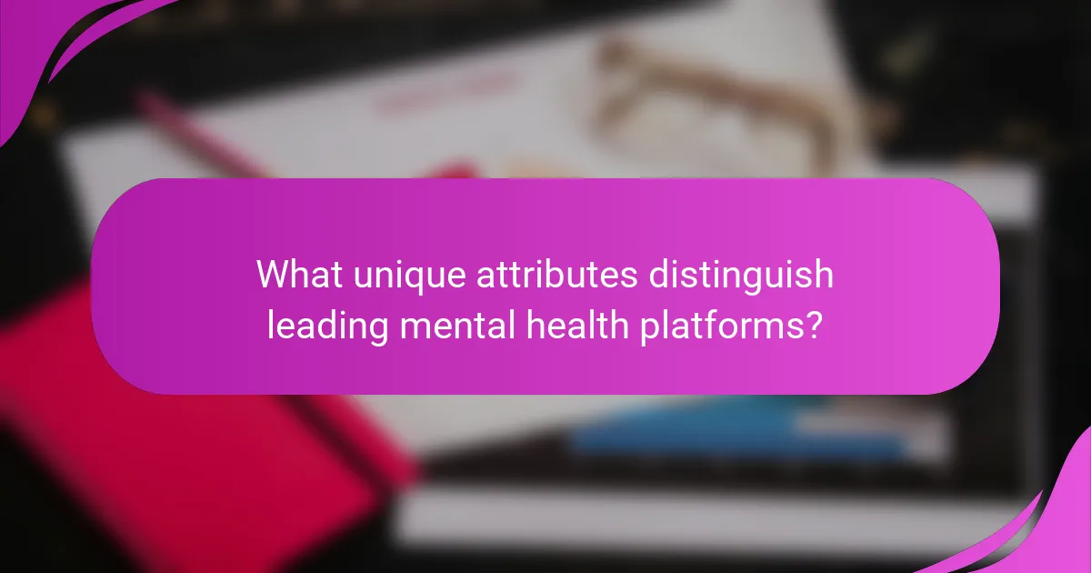 What unique attributes distinguish leading mental health platforms?