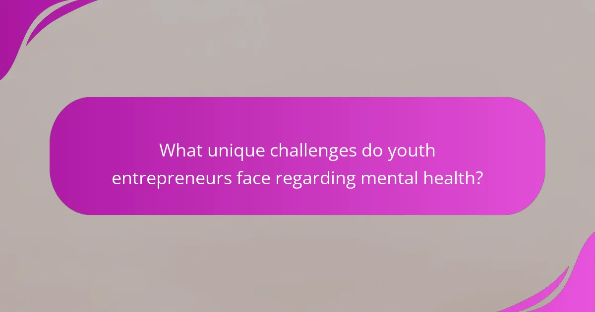 What unique challenges do youth entrepreneurs face regarding mental health?