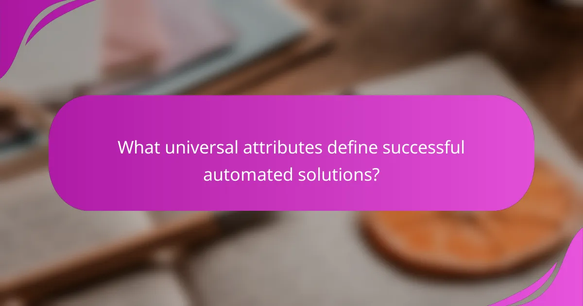 What universal attributes define successful automated solutions?